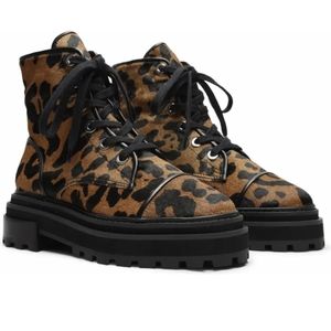 SCHUTZ Maylova Leopard Print Leather Lace-Up Boots